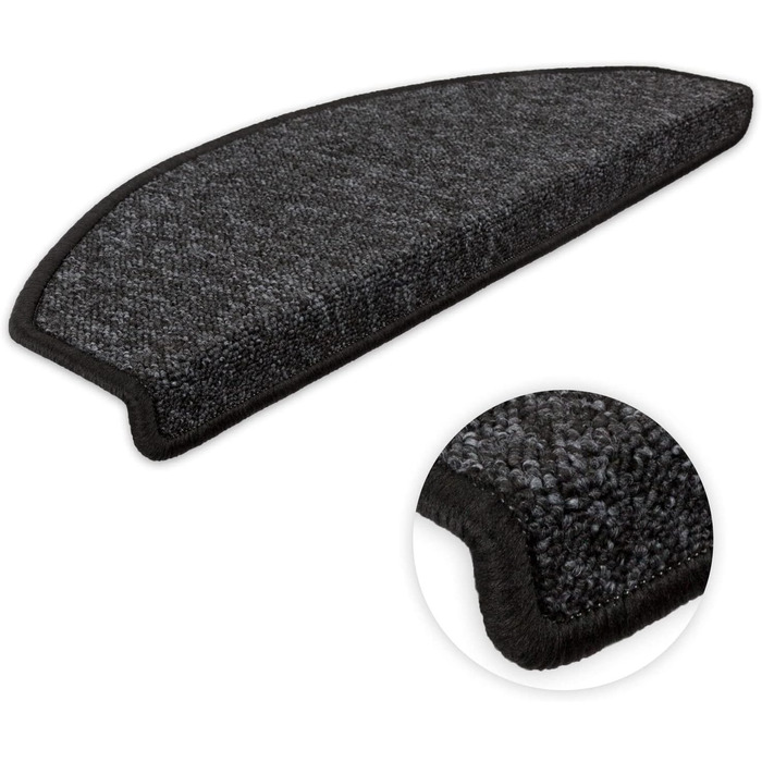 Сходинкові килимки Kettelservice-Metzker Imago: набір з 15 штук, антиковзаючі, з фетровою підкладкою (антрацит)