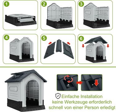 Будка для собак Median, пластикова, вологостійка, сірого кольору (79.5 x 70.5 x 78 см)