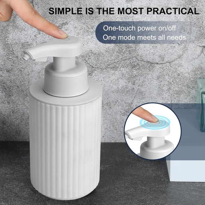 Phneems Automatic Soap Dispenser - Electric Automatic Soap Dispenser with Sensor - No Touch Sensor - Automatic Soap Dispenser for Bathroom, Kitchen, Office - USB - White