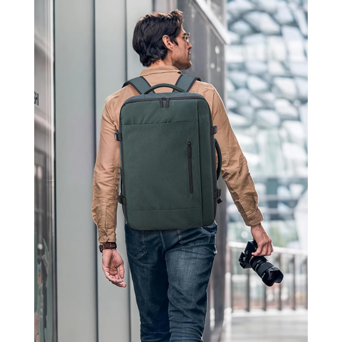 LOVEVOOK Рюкзак для ручної поклажі, 40L, валіза-рюкзак, для подорожей, з відділенням для ноутбука 17.3 дюймів, чоловічий/жіночий, темно-зелений