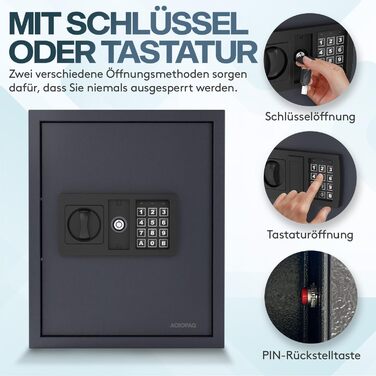 Шкафчик для ключів ACROPAQ з кодовим замком на 100 ключів, з 100 брелоками, з електронним захистом. Великий сейф для ключів, кодовий замок, ключовий сейф (48 ключів)