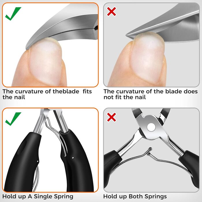 Професійний нігтеріз для нігтів, DRMODE для літніх людей та товстих нігтів, широкий отвір, гострий нігтевий щипчик, довга ручка, нахилена вигнута клин, сріблястий