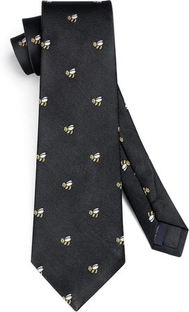 HISDERN Чоловіча краватка з принтом тварин, краватка-метелик, нагрудна хустинка, набір для весілля/бізнесу, чорний/бджола, універсальний розмір