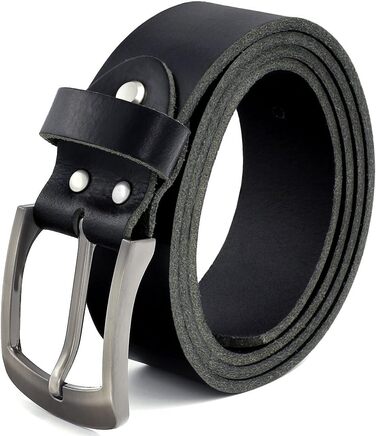 Чоловічий шкіряний ремінь Volmer® з телячої шкіри, чорний, ширина 38 мм, регульований, для джинсів та костюма, довжина 120 см, розмір 105 см
