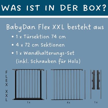 Захисне бар'єр BabyDan Flex XXL для каміну та сходів, чорний (90-278 см)