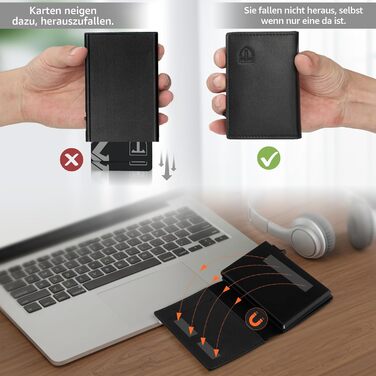 Чоловічий гаманець TENBST з RFID захистом, тонкий з відділенням для монет, на 10 карт, чорний