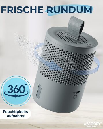 Безструмний осушувач повітря AbsoDry до 25 м² - з поповнюваним пакетом - з переробленого пластику - для вітальні, ванної кімнати, підвалу - осушувач для квартири - сірий