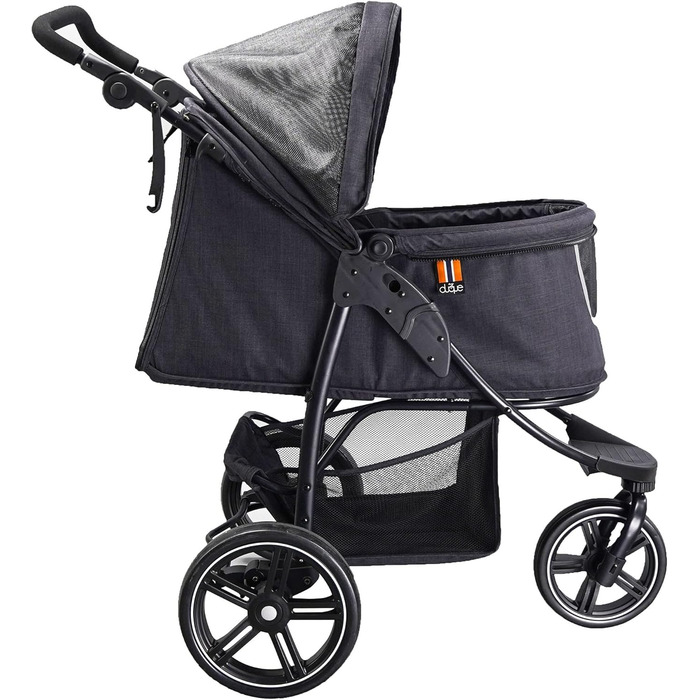 COOPER Складаний собачий візок до 32 кг | Регульована висота ручки, кошик для покупок | М'які ручки, світловідбиваючий дизайн | Ідеальний для транспортування тварин – Чорний