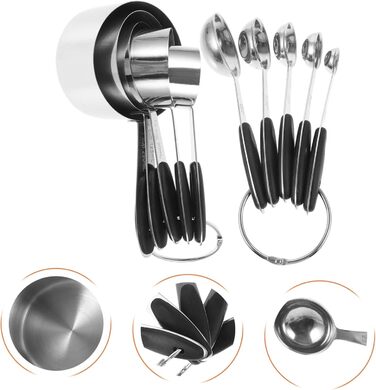 Cabilock 3-Piece Measuring Spoon Set, Stainless Steel Kitchen Helper Set, Kitchen Utensil Set, Measuring Spoons Set, Dessert Cups with Lid, Measuring Spoon Cup, Stainless Steel