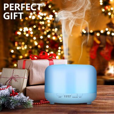 Аромадифузор Hianjoo 450мл з таймером, ультразвуковий, 7 кольорів LED, з пультом, для спа/офісу/йоги - (Світло-блакитний)