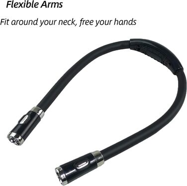 LED лампа для читання GRSTREE з гнучкими підлокітниками, 3 режими яскравості, для читання в ліжку, рукоділля, чорного кольору