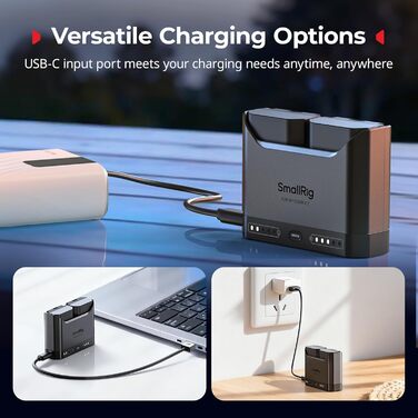 Зарядний пристрій SMALLRIG для акумуляторів Sony NP-FZ100 з двома USB-C портами, 22.5W, сумісний з Sony Alpha A7III, A7IV, A6700, FX3, FX30, A9, A7C, A7CII, A7RIII, ZV-E1, ZV-E10II