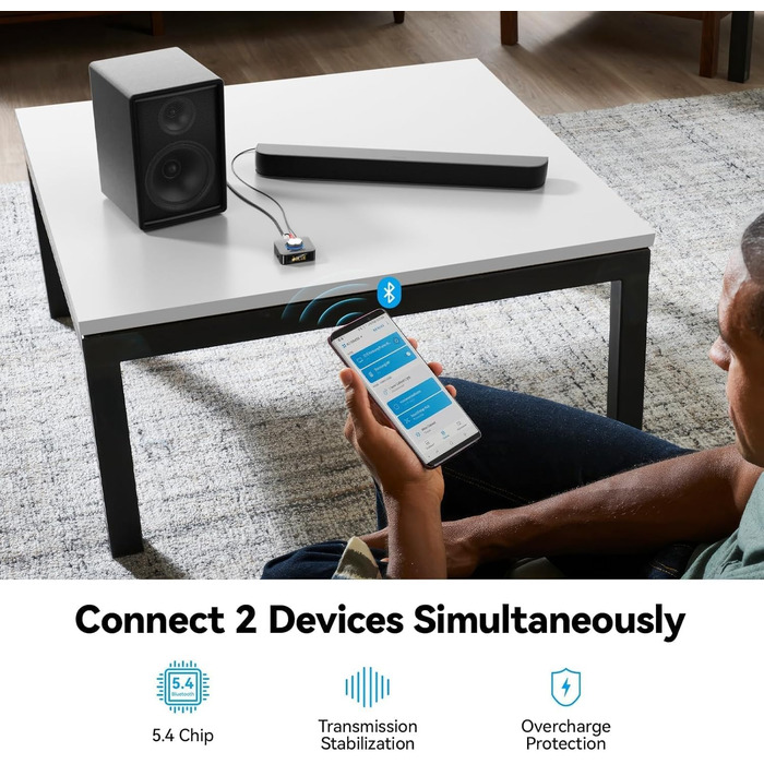 Bluetooth аудіоприймач GlasFlength: HiFi стереосистема з низькою затримкою, Aux 3.5mm RCA, для TV/Лауншпекерів/ПК