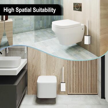 Настінна щітка для туалету DAZI з кріпленням без свердління, з нержавіючої сталі, сучасний дизайн, знімний внутрішній стаканчик для легкого догляду та очищення (золота щітка) (білий)