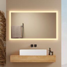 Дзеркало для ванної кімнати EMKE® з підсвічуванням 80x60 см, тепле біле світло 3000K, вимикач, вертикальна/горизонтальна установка, IP44, енергозберігаюче