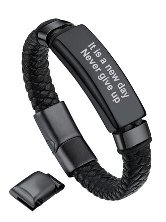 Чоловічий шкіряний браслет Bandmax Mjölnir/Череп/Масонство, персоналізований, з магнітною застібкою, 23 см