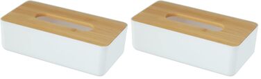 Скляниця для косметичних серветок WENKO Rotello, бамбуковий кришка, 24 x 7,5 x 12,7 см (2 шт.)