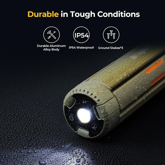 BougeRV Camping Lantern with 15600mAh, Rechargeable Camping Light, Adjustable Height and Angle, 4000LM, IP54 Waterproof, Camping Lantern for Camping, Travel, Emergency