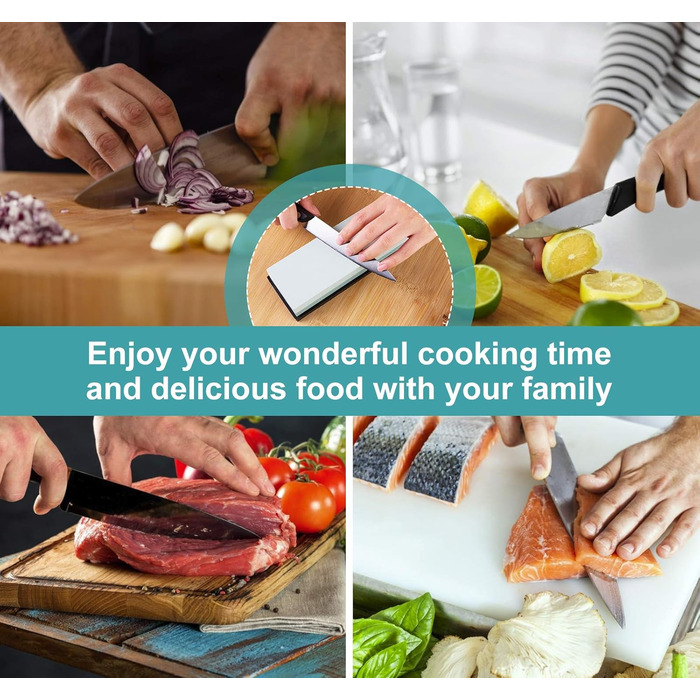 Точильний камінь Messerschärfstein 400/1000 для ножів, кухонних інструментів, мисливських ножів, з гумовою основою