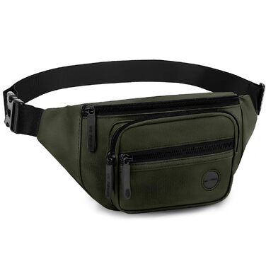Чоловіча та жіноча бананка, водонепроникна, поясна сумка, стильна бананка з 4 відділеннями на блискавці, для подорожей, піших прогулянок, активного відпочинку (хакі)