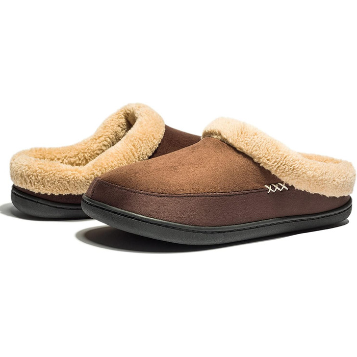Домашні тапочки NewDenBer для чоловіків з піною Memory Foam, теплі, зручні, м'які, з плюшевою підкладкою, зимові, з неслизькою гумовою підошвою, 43/44 EU, Коричневий кавовий