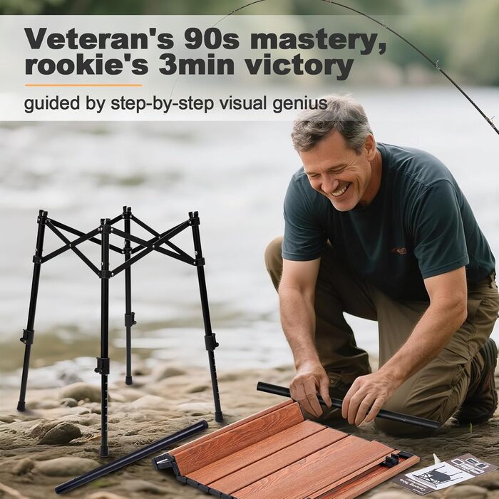 Складний алюмінієвий стіл для кемпінгу Odoland з регульованою висотою та сумкою для зберігання 46x42x42-60 см