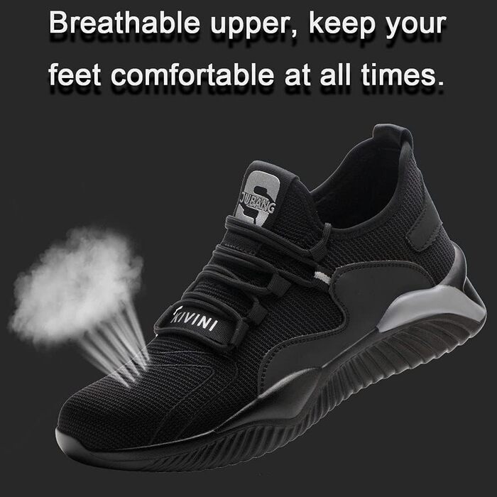 Робочі черевики / захисні черевики для чоловіків та жінок. Легкі, з металевим підноском, дихаючі, неслизькі, спортивного стилю, чорного та сірого кольорів, розміри 36-46 EU.