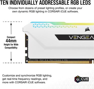 Оперативна пам'ять Corsair Vengeance RGB PRO SL 32GB (2x16GB) DDR4 3200MHz (PC4-25600) C16, 1.35V, Білий