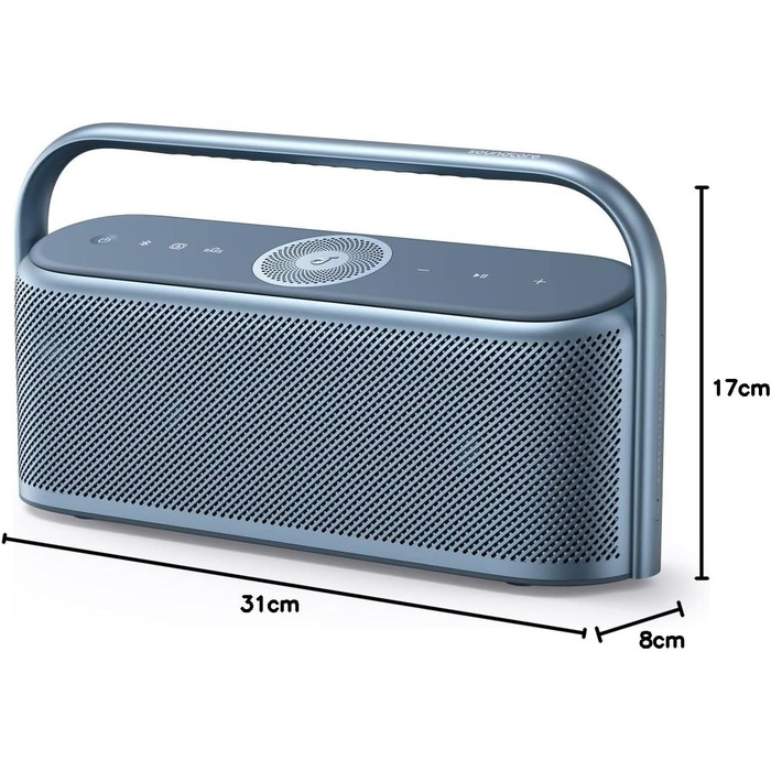 Soundcore Motion X600: Bluetooth Колонка з Hi-Res Spatial Audio, 50W, IPX7, 12 годин, Pro EQ, AUX-IN (Зелений/Blue)
