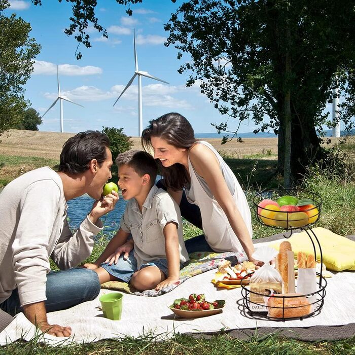 Металева фруктова корзина Bomclap з підставкою для бананів - 2 яруси, чорна