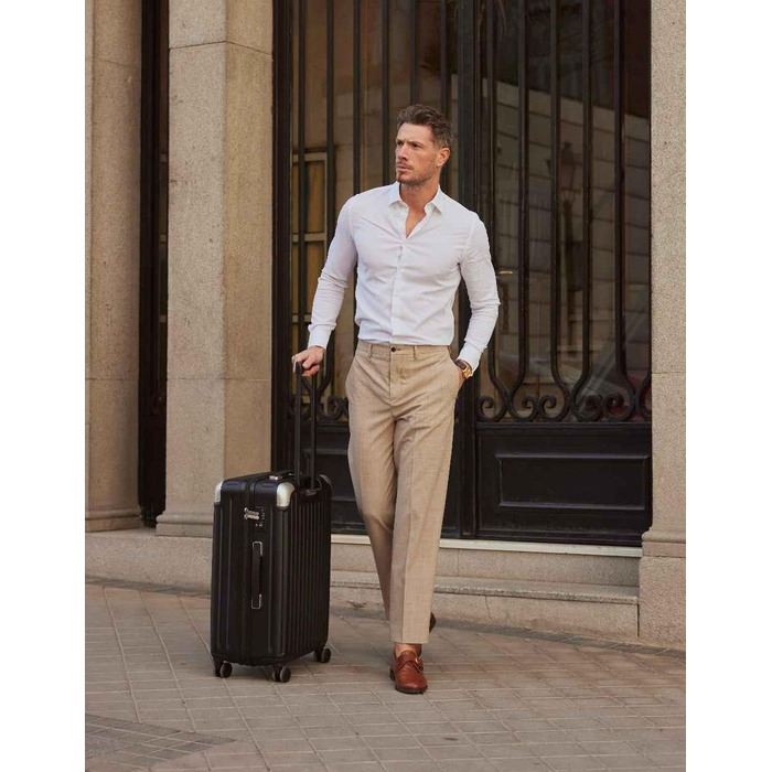 Чемодан-валіза на колесах LEVEL8, ручна поклажа, жорсткий корпус, розширюваний, з TSA замком, чорний, 37x25x55.5 см