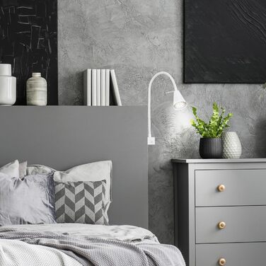 Світлодіодна настінна лампа Briloner з регульованим кутом нахилу, GU10 4.7W, 400lm, тепле біле світло, для читання, біла