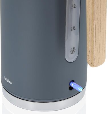 Тостер Briebe Nordic Set з водоваркою 1.7л, 2 відділення, 6 режимів підсмажування, сірий, BPA-free