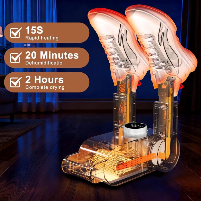 Електричний сушильник для взуття, 180W, для взуття, черевиків, рукавичок, шкарпеток, лижних черевиків, з таймером, UV-світлом та активованим вугіллям