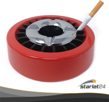 Starlet24 металевий вітрозахисний попільничка для вулиці, круглий, стійкий, плоский, набір 5 шт., червоний