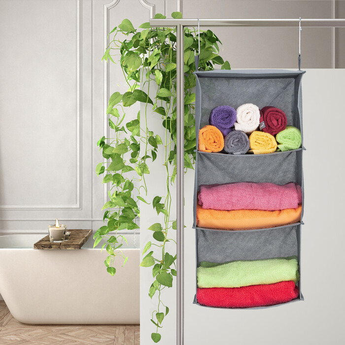 Relaxdays Hanging Shelf Closet Organizer with 3 Compartments
