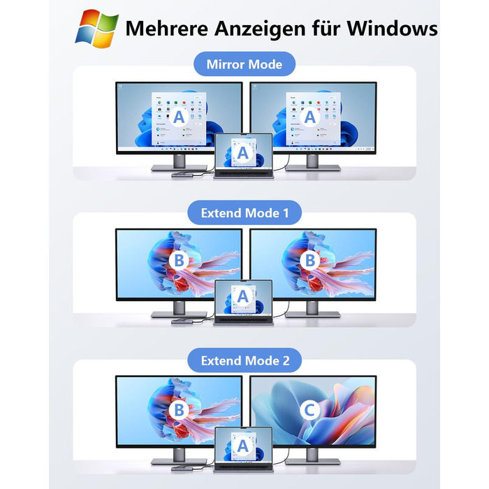Док-станція для ноутбука Newmight з двома HDMI, підтримка 2 моніторів 4K, Ethernet 1 Gbps, PD 100W, 3 USB 3.0, SD/TF Reader, USB-C, сірий (HP/Dell)