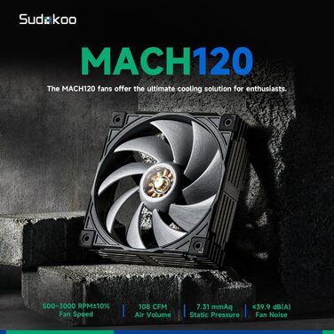 Система охолодження CPU Sudokoo SK700V AM5 з вентилятором 120 мм, дисплеєм, 7 heatpipes та гарантією 5 років. Сумісна з AM5, забезпечує повну свободу встановлення оперативної пам'яті. Чорний колір, комплект MACH120.
