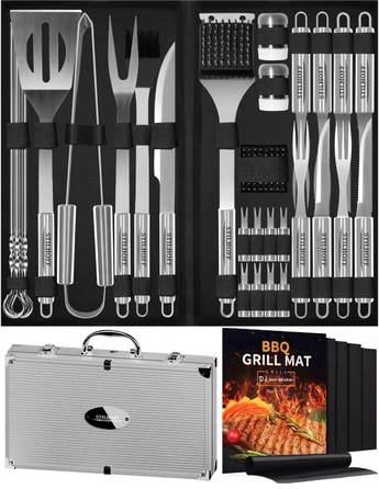 Набір аксесуарів для гриля та BBQ STILHOFF, 35 предметів (33 інструменти + кейс + рукавички)