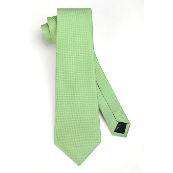 Комплект краватка, хустинка та запонки Hisdern для весілля, однотонний, зелений (Salbei Grün-3)