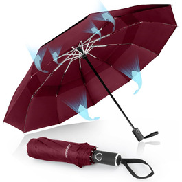 Зонт чоловічий/жіночий/дитячий Herreicher - автоматичний, штормостійкий, 102 см, 10 ребер, червоний