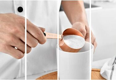 CANDeal 5-Piece Measuring Spoon Set Stainless Steel Measuring Cups with Non-Slip Silicone Handle 250ml/125ml/80ml/60ml/30ml Best for Kitchen Cooking Baking