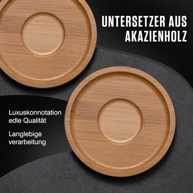 Набір з 4 чашок капучино з блюдцями, 320 мл, кераміка, для капучино, лате, американо та чаю, білий