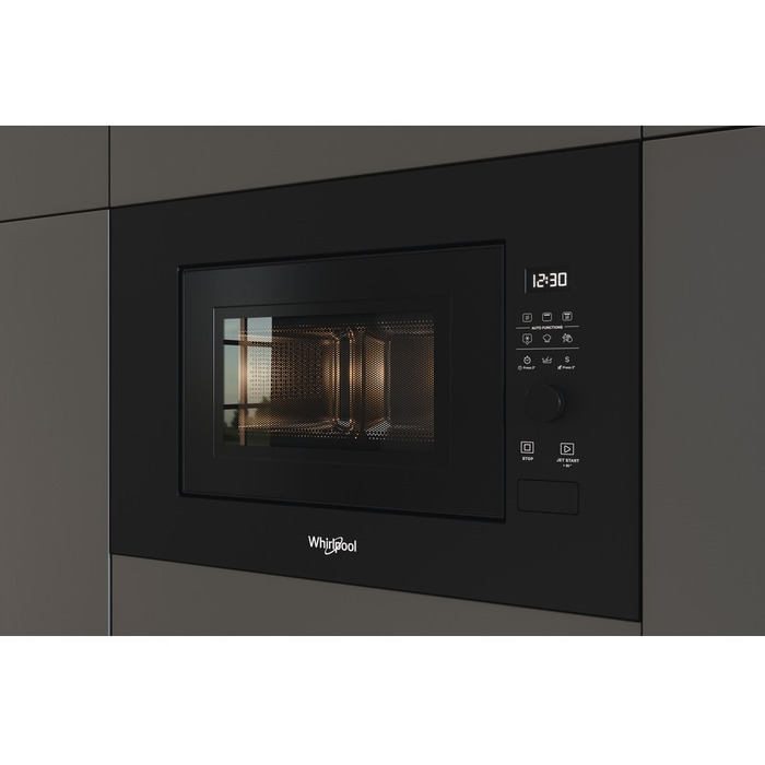 Вбудована мікрохвильова піч Whirlpool WMF200G з грилем, 800 Вт, чорна