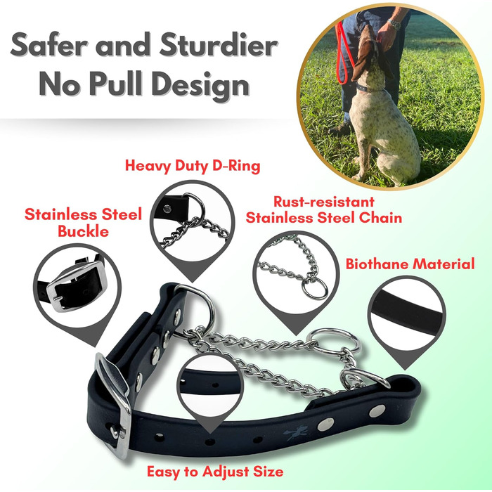 Нашийник для собак Martingale від Jim Hodges, біотану, не тягне, професійна якість, розмір M, чорний