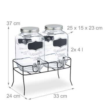 Relaxdays 2-Piece Drink Dispenser with Stand, 4L