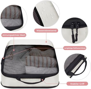 Набір кубиків для пакування багажу BAGLHER - органайзери для подорожей, водонепроникні, бежеві