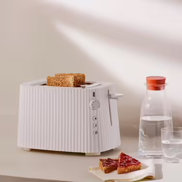 Тостер Alessi Plissé MDL08 W, 850 Вт, білий, 6 режимів, термопластик, європейська вилка, дизайнерський