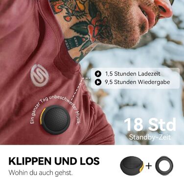 Портативна Bluetooth-колонка ANCwear з мікрофоном, на зап'ясті, білий шум (17 звуків), водонепроникна, для бігу, трекінгу та outdoor спорту, чорна