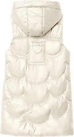 Жіноча тепла куртка Longwete з капюшоном, пухова, без рукавів, елегантна жилетка, легка зимова куртка, верхній одяг, колір зелений (M, бежевий)